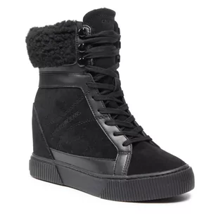 Botki damskie - Calvin Klein Botki JEANS - Hidden Wedge Sneaker Warm YW0YW00439 Triple Black BLK - grafika 1