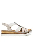 Sandały damskie - Rieker Sandały 679L4-80 Biały - miniaturka - grafika 1