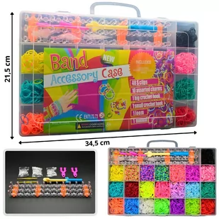 Duży Zestaw Gumek Gumki Do Robienia Bransoletek Biżuterii Organizer Xxl Diy \LOOM - Biżuteria dla dzieci - miniaturka - grafika 1
