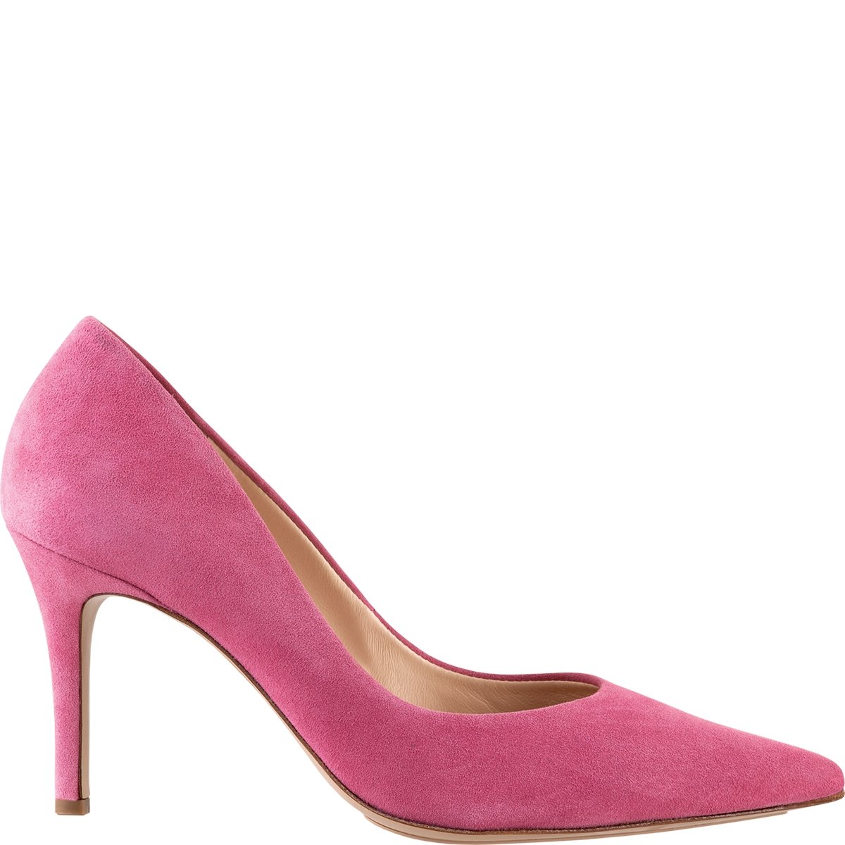 Högl 107002-46 Czółenka, damskie, wysokie obcasy, skóra, azalia, szpiczasty nosek - buty damskie top trendy, wielokolorowe, skóra (welur), wysokość obcasa: 70 mm