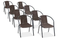 Fotele i krzesła ogrodowe - Zestaw KRZESEŁ Krzesło Ogrodowe SIMPLE Brązowy na Taras metal Komplet 8 szt - miniaturka - grafika 1
