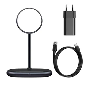 Baseus 2w1 bezprzewodowa ładowarka Qi / uchwyt magnetyczny bezprzewodowa ładowarka Qi do MagSafe 10W czarny (WXSW-C01) - Ładowarki do telefonów - miniaturka - grafika 9