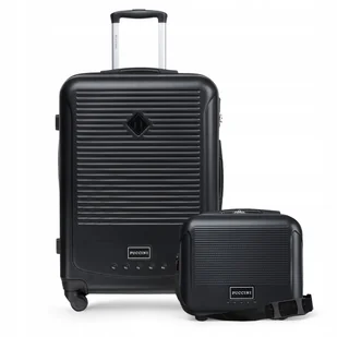 PUCCINI Zestaw Komplet WALIZEK Podróżnych 2w1 Średnia + Kuferek ABS Czarne - Walizki PUCCINI Zestaw Komplet WALIZEK Podróżnych 2w1 Średnia + Kuferek ABS Czarne - Walizki - miniaturka - grafika 1