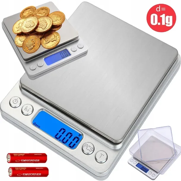 Mini Waga Elektroniczna Do Kuchni 3kg 0,1g Stal + 2x Bateria Aaa