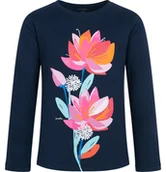 Bluzki dla dziewczynek - T-shirt z długim rękawem dla dziewczynki, z motywem kwiatowym, granatowy 9-13 lat - miniaturka - grafika 1