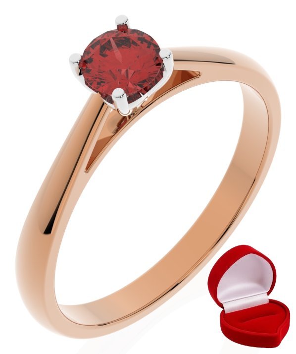 ZŁOTY PIERŚCIONEK ZARĘCZYNOWY 585 14k RUBIN 0,30 ct RÓŻOWE ZŁOTO R17