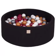 Suche baseny - MEOWBABY Okrągły Suchy Basen dla Dziecka 90x30cm/200 Piłek 7cm, Cotton, Czarny: Perłowobordowe/Złote/Białe/Srebrne - miniaturka - grafika 1