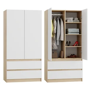 Szafa Sonoma Biała Garderoba Duża Na Ubrania Otwierana Szuflady Nowoczesna - Szafy - miniaturka - grafika 1