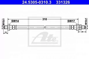 ATE PRZEWÓD HAMULCOWY 24.5305-0310.3 FORD FIESTA 1.8DI 00-03 - Przewody hamulcowe - miniaturka - grafika 1