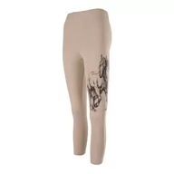 Legginsy - Dziewczęce legginsy, beżowe z nadrukiem (czarny koń), Tup Tup - miniaturka - grafika 1