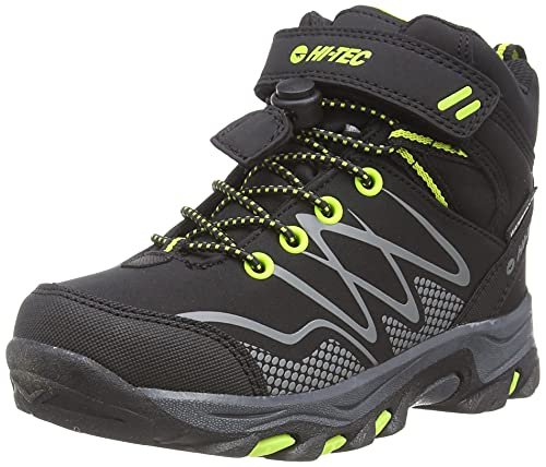 Hi-Tec Chłopięce Blackout Mid Wp Jr buty trekkingowe, Czarny limonka, 17 EU
