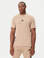 Koszulki męskie - adidas T-Shirt Essentials 3-Stripes JX0734 Beżowy Regular Fit - miniaturka - grafika 1