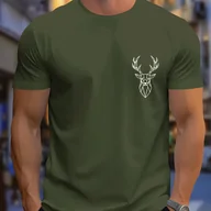 Koszulki męskie - TEMU Męski Casualowy T-Shirt z Krótkim Rękawem i Geometrycznym Nadrukiem - Oddychający Poliester, Okrągły Dekolt, Idealny na Letnie Wyjścia - miniaturka - grafika 1