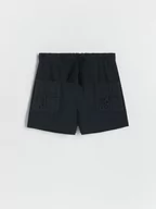 Spodnie i spodenki dla dziewczynek - Reserved - Szorty z modalu - czarny - miniaturka - grafika 1