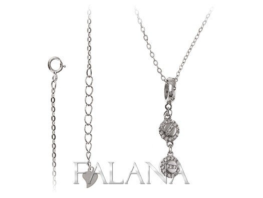 Celebrytka, naszyjnik srebrny z cyrkonią fn172 - 2,6g.