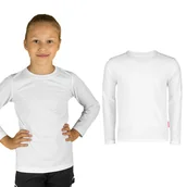 Bluzki damskie - BLUZKA DZIECIĘCA DŁUGI RĘKAW BIAŁA BAWEŁNIANA DLA CHŁOPCA DZIEWCZYNKI KOSZULKA Z DŁUGIM RĘKAWEM 134 - miniaturka - grafika 1