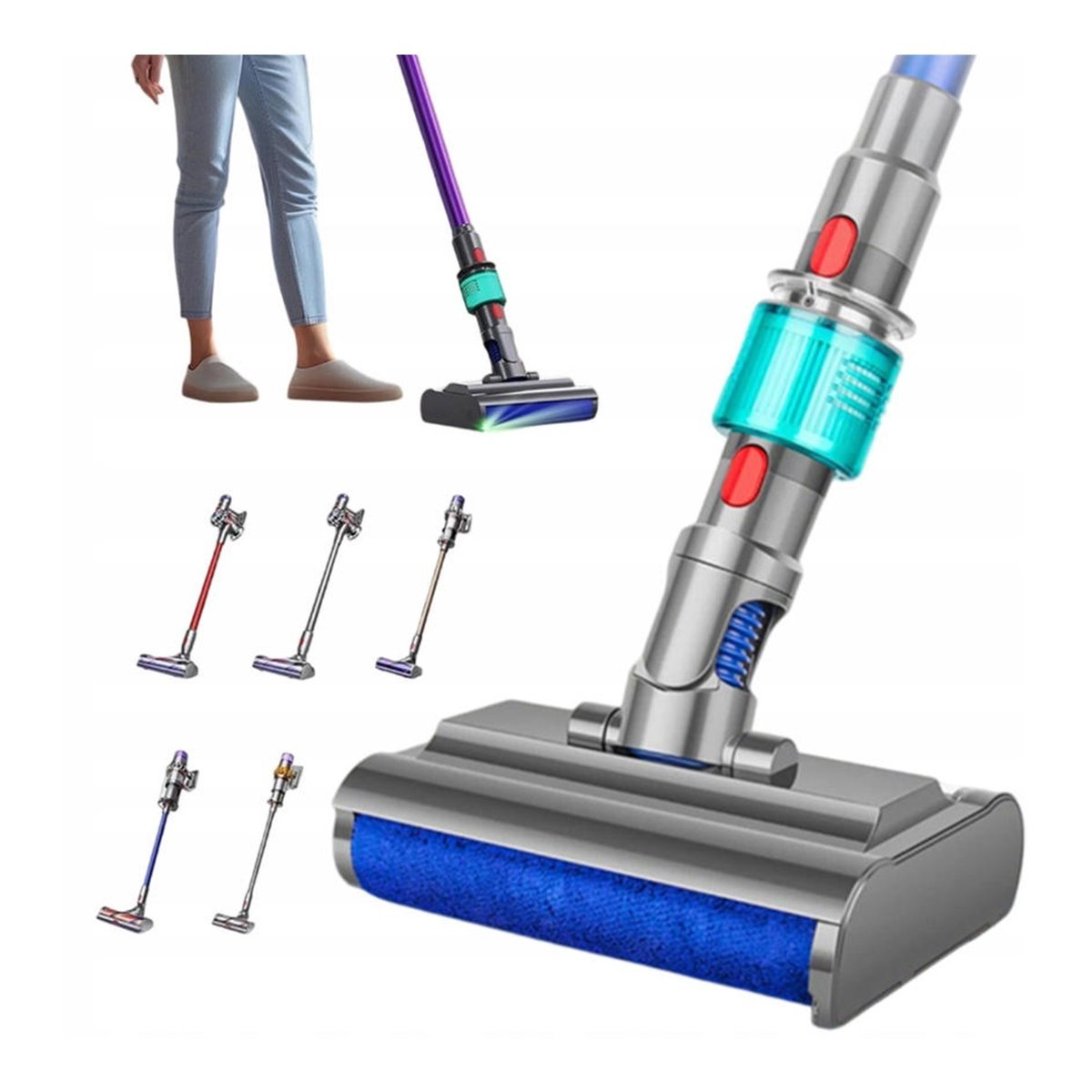 SZCZOTKA MOPU Z FILTREM I LED DO URZĄDZEŃ DYSON V7 V8 V10 V11 V15