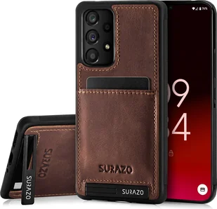 SURAZO Premium skórzane etui na telefon Samsung Galaxy A53 5G - odporne na wstrząsy skórzane etui na telefon komórkowy z funkcją podstawki Zderzak ochronny Orzech brązowy - Etui i futerały do telefonów - miniaturka - grafika 1