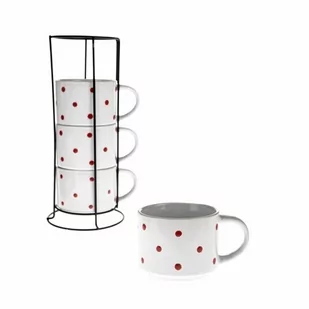 4-częściowy zestaw kubków ceramicznych na stojaku Kropki - Kubki - miniaturka - grafika 1