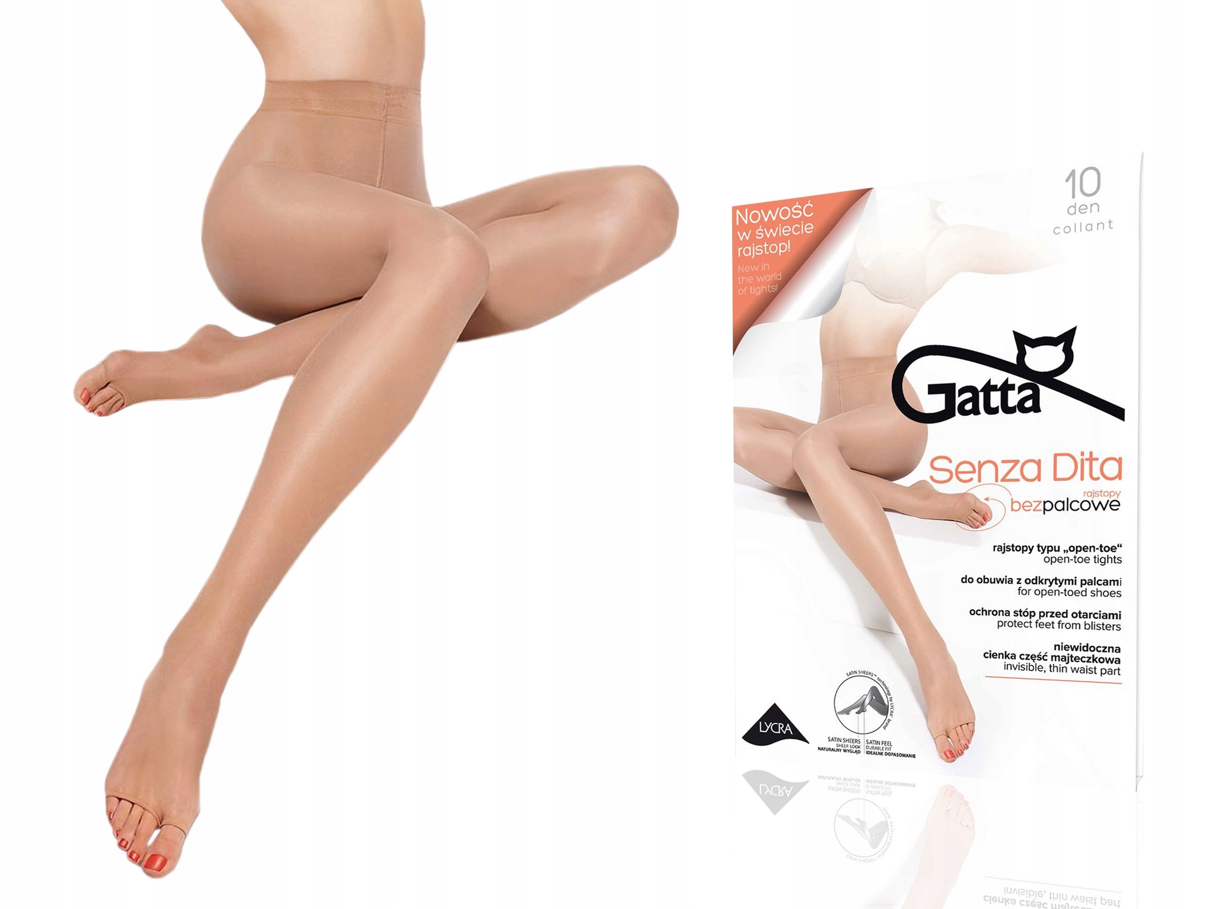 Rajstopy Senza Dita Gatta, 10 den lycra golden 2-S