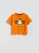 Bluzki dla niemowląt - Reserved - T-shirt z nadrukiem świecącym w ciemności - pomarańczowy - miniaturka - grafika 1