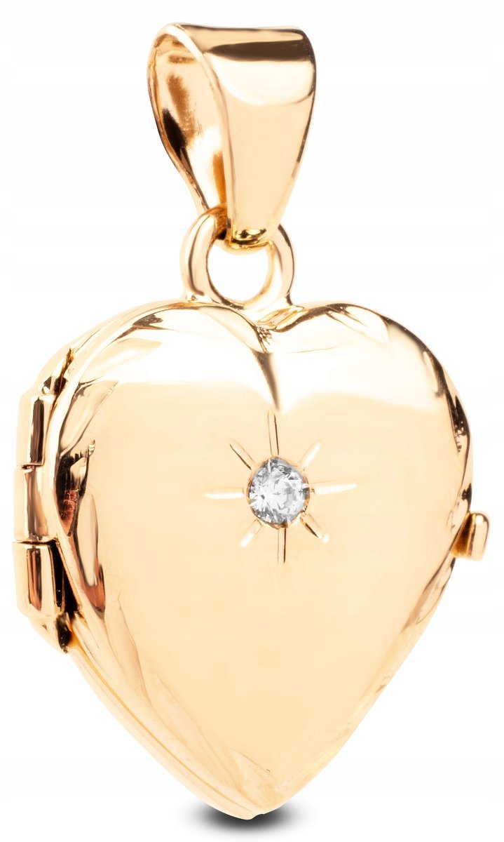 ZAWIESZKA SERDUSZKO Z BIAŁYM KAMIENIEM SEKRETNIK NA ZDJĘCIA 14KT 585