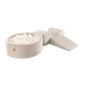 Suche baseny - MEOWBABY Piankowy Plac Zabaw z Basenem 230x45cm/200 Piłek dla Dziecka, Corduroy, Ecru: Perłowobiałe - miniaturka - grafika 1