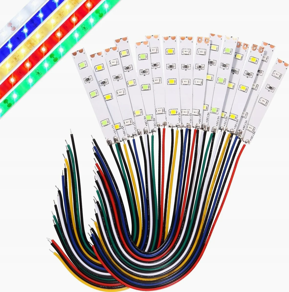 PASKI LED 15 SZTUK 50MM 12V-18V ELASTYCZNE SAMOPRZYLEPNE RÓŻNOKOLOROWE