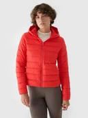 Kurtki damskie - 4F Kurtka puchowa z wypełnieniem z recyklingu damska - koralowa XS - miniaturka - grafika 1