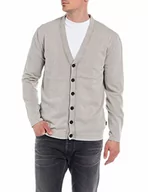 Kurtki męskie - Replay Męska kurtka z dzianiny z zapięciem na guziki, 104 Warm Grey, XL - miniaturka - grafika 1
