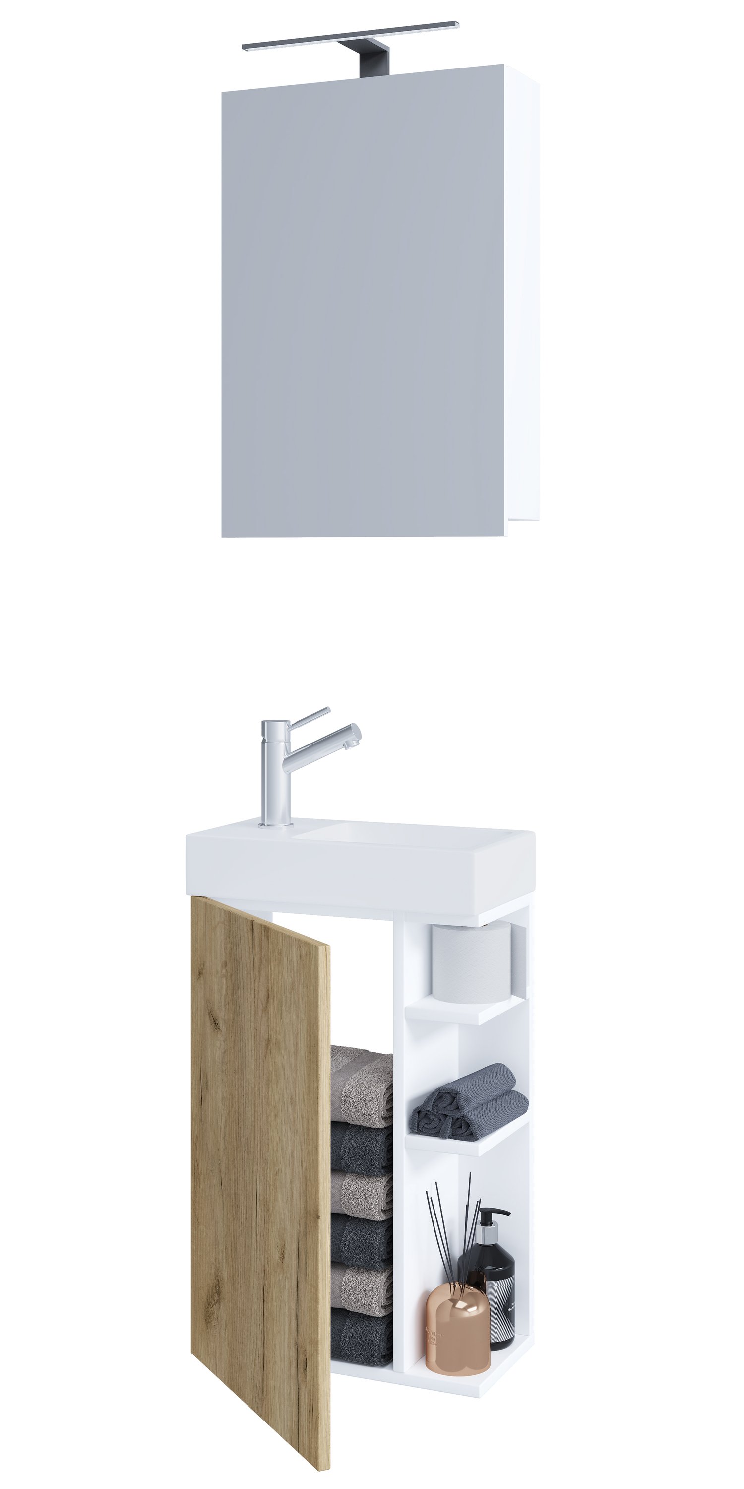 umywalka 2-częściowa Szafka łazienkowa z lustrem Lumia