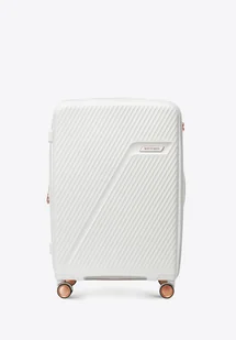 Średnia walizka z polipropylenu w ukośne pasy kremowo - złota - Walizki Średnia walizka z polipropylenu w ukośne pasy kremowo - złota - Walizki - miniaturka - grafika 1