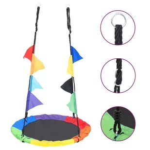 Tęczowa huśtawka typu gniazdo z chorągiewkami, 100 cm - Place zabaw - miniaturka - grafika 1