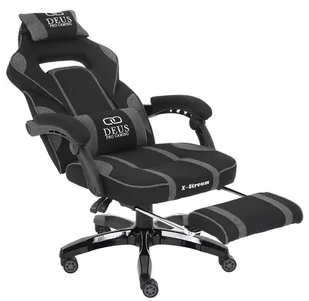 Fotel Gamingowy DEUS X-Stream ciemnoszary z podnóżkiem, tkanina - Fotele gamingowe - miniaturka - grafika 1