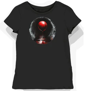 Koszulka damska czarna z nadrukiem czerwonego balonika S - Koszulki i topy damskie - miniaturka - grafika 1