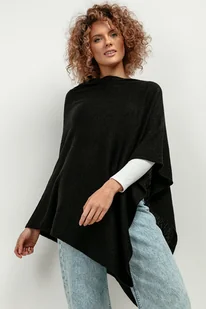 Ponczo z dzianiny swetrowej, T419, one size, czarny - Swetry damskie Ponczo z dzianiny swetrowej, T419, one size, czarny - Swetry damskie - miniaturka - grafika 1