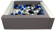 Suche baseny - Kwadratowy suchy basen z ekoskóry z 300 piłeczkami (biały, szary/czarny, biały, transparentny, niebieski, szary) - miniaturka - grafika 1