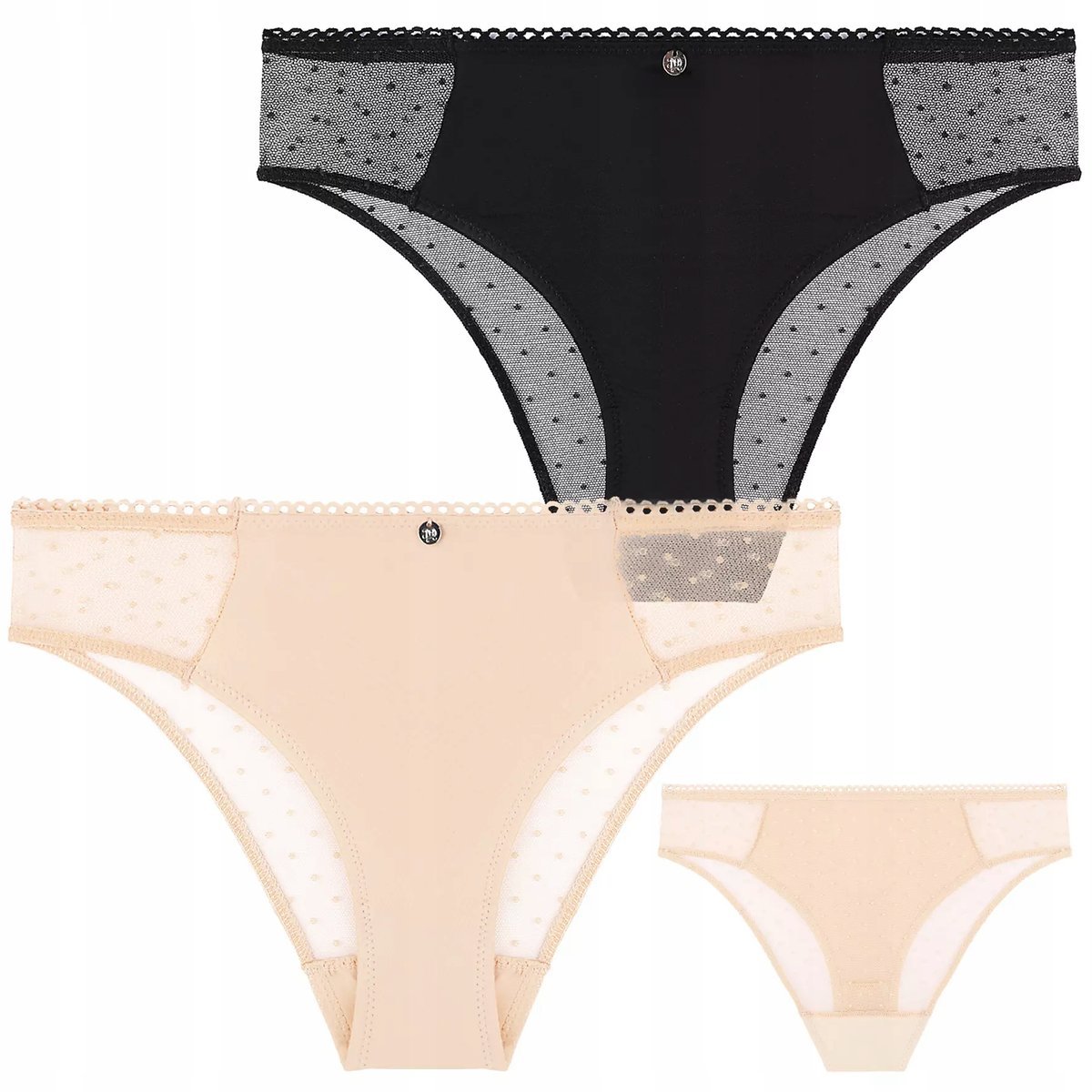 2X Majtki Damskie Bikini Figi Koronkowe Gładkie Kolorowe Subtelne Moraj Xl