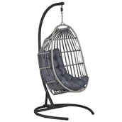 Fotele i krzesła ogrodowe - Fotel Wiszący Ze Stojakiem Z Technorattanu Ciemnoszary Sesia - miniaturka - grafika 1