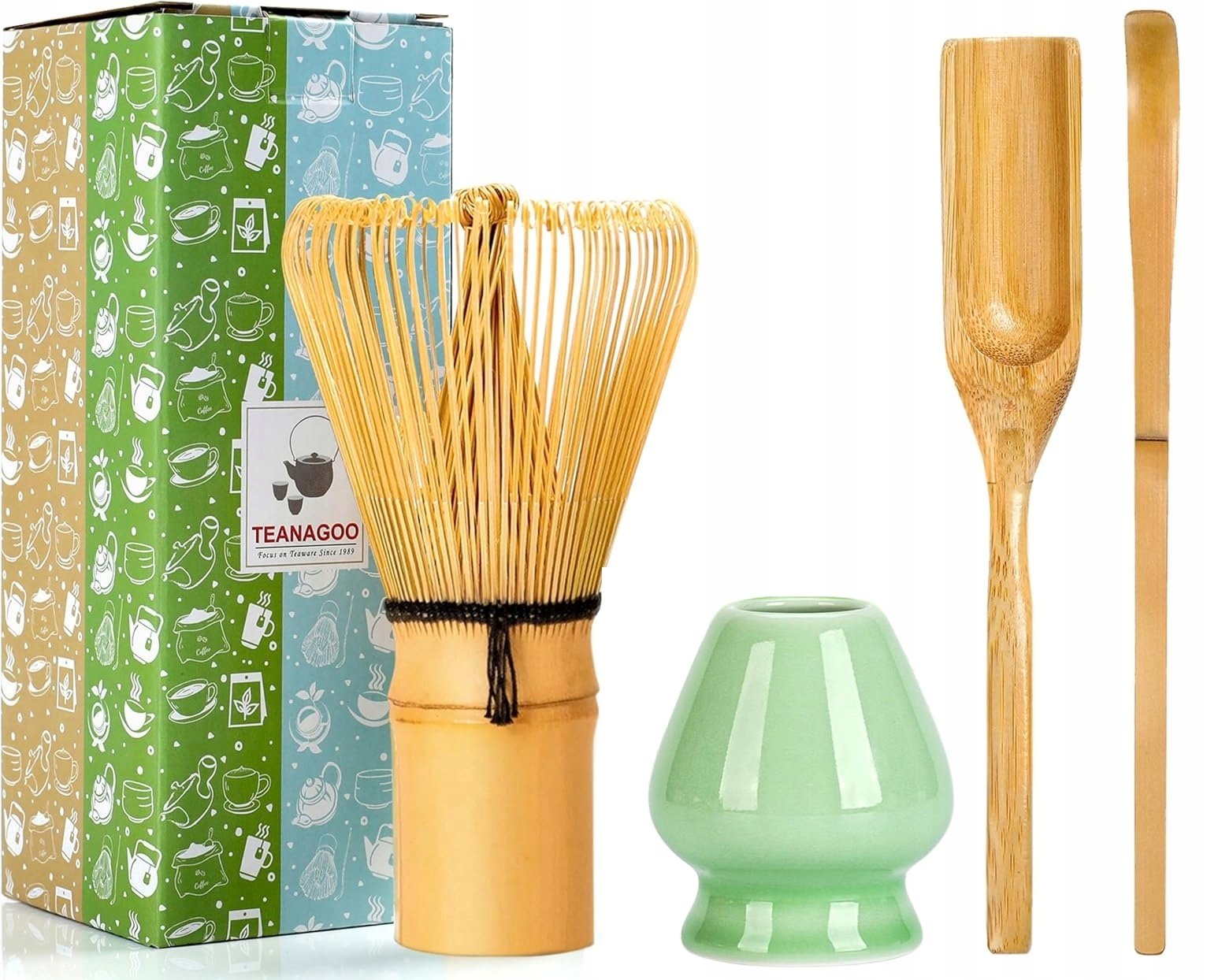 Zestaw Do Parzenia Ceremonii Matchy 2 Łyżki Miotełka Chasen Uchwyt Bambus