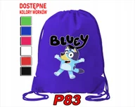 Torby szkolne - WOREK SZKOLNY NA WF BUTY DLA DZIECKA NIEBIESKI PIESEK KRÓLIKO + IMIĘ - miniaturka - grafika 1