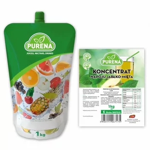 PURENA Napój jabłko-mięta koncentrat 6l/1kg - Soki i napoje niegazowane - miniaturka - grafika 1