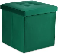 Pufy i podnóżki - Welurowa pikowana pufa zielona ze schowkiem A9-B17 - miniaturka - grafika 1