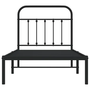 Metalowa rama łóżka z wezgłowiem, czarna, 90x200 cm Lumarko! - Inne meble do sypialni - miniaturka - grafika 7