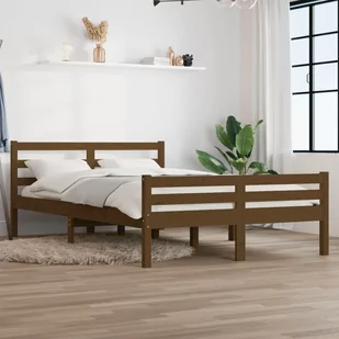 Lumarko Rama łóżka, miodowy brąz, lite drewno, 120x190 cm, podwójna - Łóżka - miniaturka - grafika 1