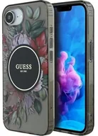 Etui i futerały do telefonów - Guess Etui IML Flowers MagSafe do iPhone 16e, czarno-przezroczyste - miniaturka - grafika 1