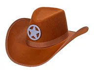 Zabawy w naśladowanie dorosłych - Dress Up America Kowbojski Kapelusz Szeryfa - Brązowy Kowbojski Kapelusz dla dzieci - Kapelusz w stylu western dla dzieci - miniaturka - grafika 1