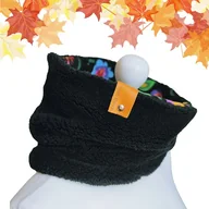 Apaszki i szaliki damskie - Komin czarny z folkowymi kwiatkami - miniaturka - grafika 1