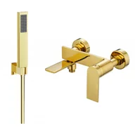 Baterie umywalkowe - Mexen Zero R02 bateria wannowa z zestawem prysznicowym, złota - miniaturka - grafika 1
