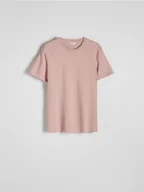Koszulki męskie - Reserved - T-shirt regular z merceryzowanej bawełny - brudny róż - miniaturka - grafika 1